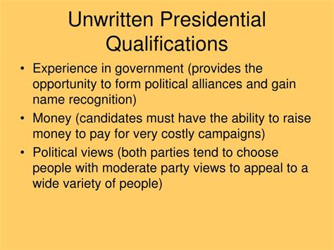 Unwritten qualifications for president