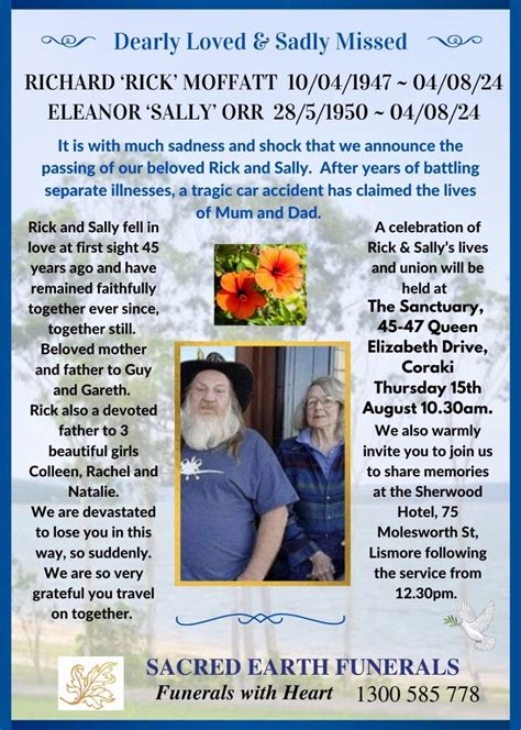 Upcoming funeral notices.  Contact Sacred Earth Funerals today.  Find cu...