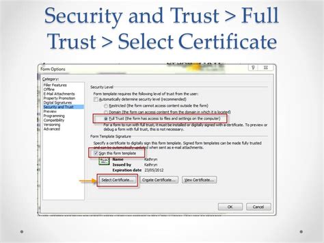 Update security certificate associated with InfoPath form, …