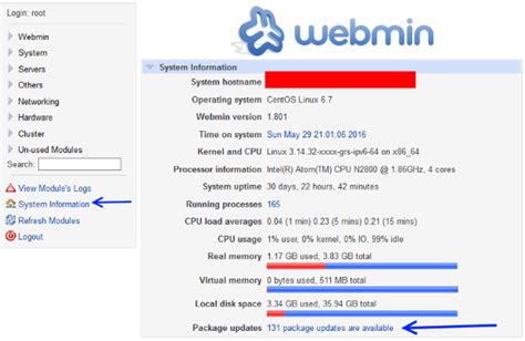 Update webmin.  When a new version is available, you will see a button on the main das...