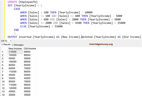 Update with case statement in sql
