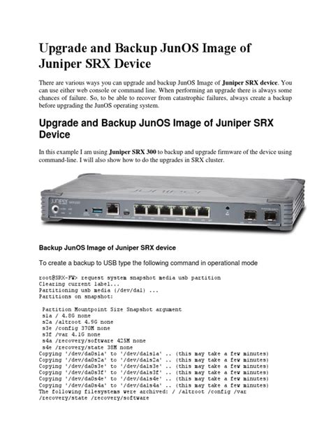 Upgrade juniper switch from usb.  The discussion topics Description This article describes the...