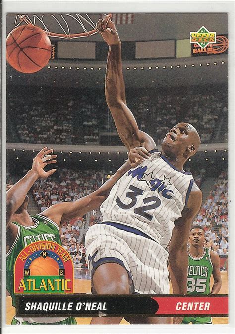 Upper deck shaq rookie card value. Estimated PSA 10 Value: $375. Arguably the most creative of his rookie cards, the 1992 Upper Deck #1 used three separate images of Shaq to show him dunking from start to finish. The full-color borders are susceptible to showing wear and tear quite easily so in top grade, these can be worth several hundred dollars. 