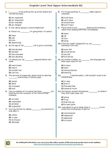 Upper intermediate test with answers pdf.  Correct the word order, Confusing...