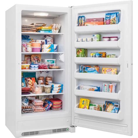 Shop Frigidaire 6.5-cu ft Upright Freezer (Stainless Steel) in the Upright Freezers department at Lowe's.com. The generous 6.5 cu. ft. of storage capacity provides ample space to stock up on frozen foods. The upright design makes it easy to organize your frozen food