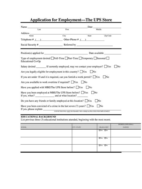 Ups Store Application Employment Form Fill Out and Sign Printable PDF