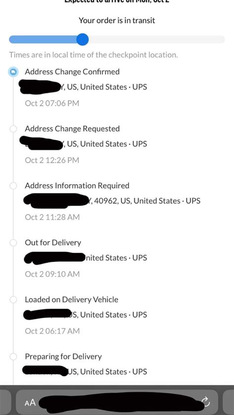 UPS is asking for address information required. Customer Seeking Help. But when i enter the tracking page to change address it says that Delivery change options are not eligible for this shipment, so what i should do now? im not from the us tho address is correct to a PO Box HELP! 0. 3 Share.. 