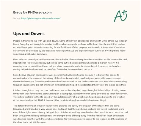 Ups and Downs (400 Words) - PHDessay.com