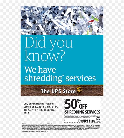Use paper shredding services at The UPS Store to safely and securely shred documents whether they are for your business or private use. Free shredding services may not provide you with the same level of safety; stop by our store and discuss it with us today. ... Our shredding services are charged at a low cost per pound, Once the transaction is ...