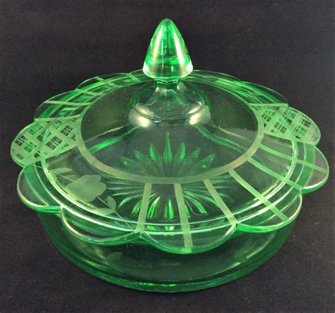 EAPG Yellow Vaseline Uranium Glass Open Medallion 7.5” Compote Candy Dish. (9) $ 99.99. Add to cart. Loading Add to ... 6 Vaseline Glass Dishes - 1890's Antique Uranium Pressed Glass Footed Compote Bowls - EAPG (1.8k) $ 270.69. FREE shipping Add to cart. Loading Add to .... 