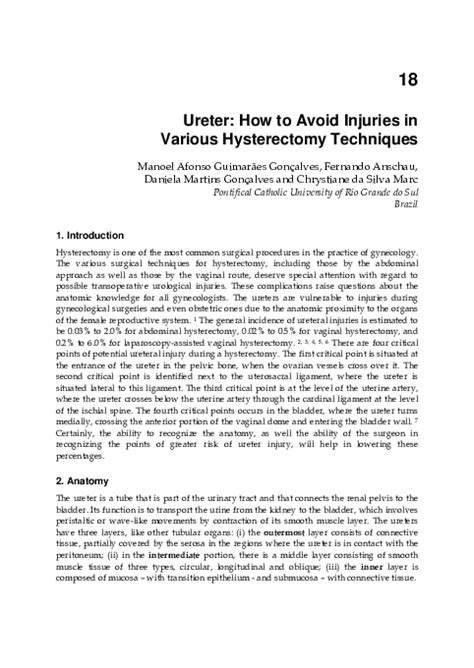 Ureter: How to Avoid Injuries in Various Hysterectomy Techniques