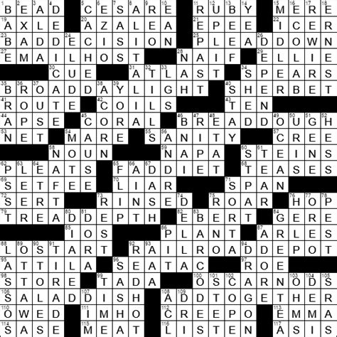 Recent usage in crossword puzzles: Pat Sajak Code Letter - Jan. 4, 2014; USA Today - April 12, 2012; Washington Post - May 10, 2007