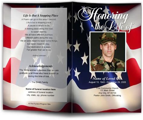 Us Flag Funeral Program Template Diy Funeral Programs