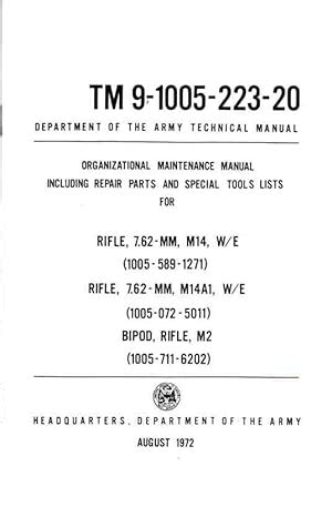 Us army m14 a1 762mm rifle maintenance manual. - The inventors complete handbook by james l cairns.