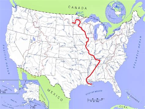 Us map with mississippi river. Mississippi is situated in the south-eastern part of the USA. It attained statehood and became an official part of the US on December 10, 1817. The exact location of this state is 30°12′ N to 35° N Latitude and 88°06′ W to 91°39′ W Longitude. Check this Mississippi Latitude and Longitude Map for more information. 