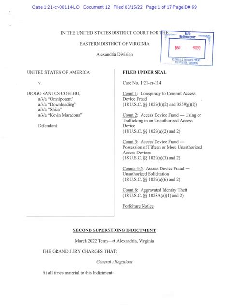 Usa v Coelho March 2022 2nd Superseding Indictment