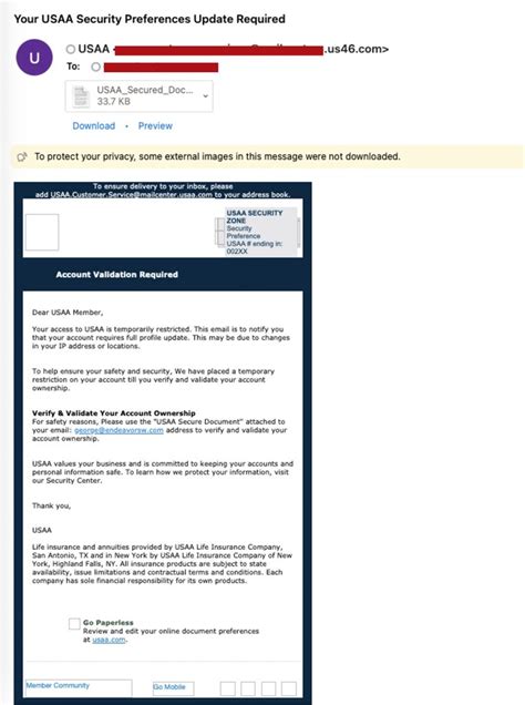 From the USAA announcement: USAA is investigating an e-mail phishing scam that attempts to collect users' sensitive information. Members have received a recent email claiming to be from USAA with .... 
