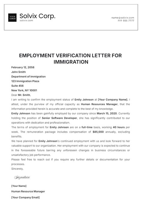 Uscis Application Employment Verification Letter Sample