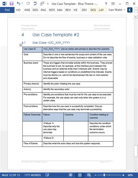 Use Case Template Ms Word