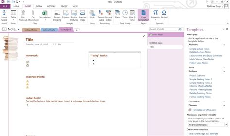 Use OneNote Templates to Streamline Meeting Class Project and Event
