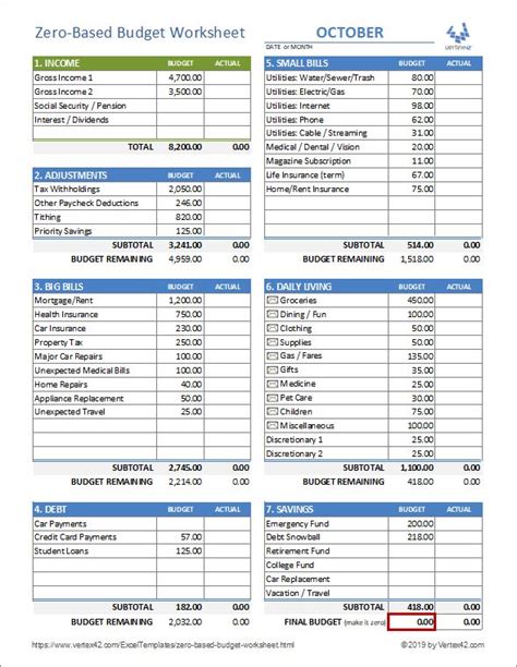 Use a free ZeroBased Budget Worksheet to assign every dollar of