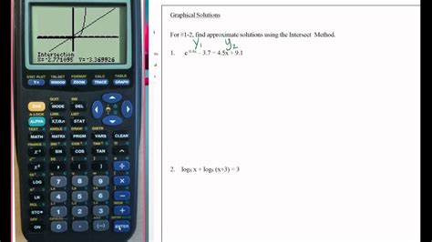 Use graphing calculator to solve an exponential or logarithmic equation