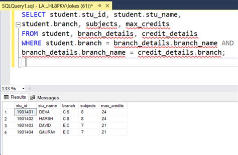 Use multiple select statements in sql