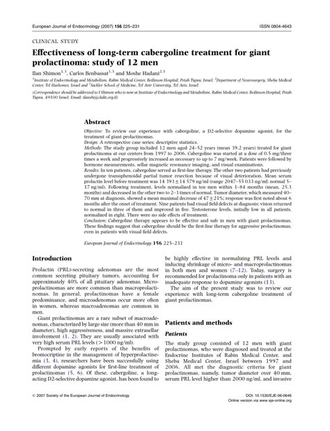 Use of cabergoline in the long-term treatment of