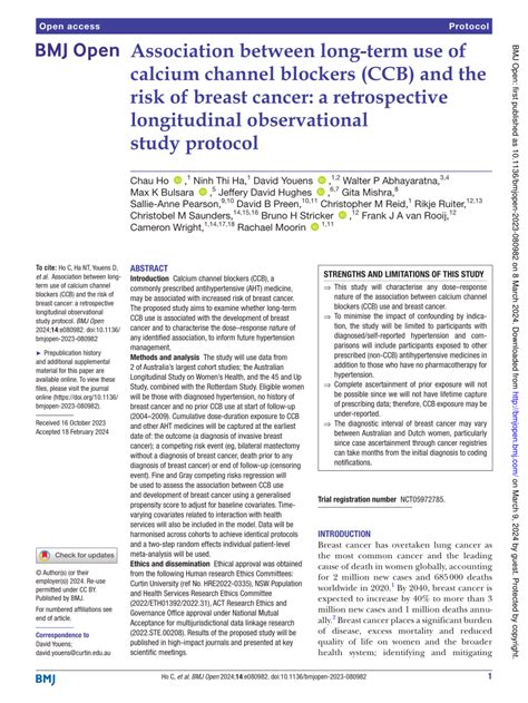 Use of calcium channel blockers and breast carcinoma risk in ...