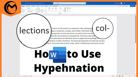Use of hyphenation in ms word