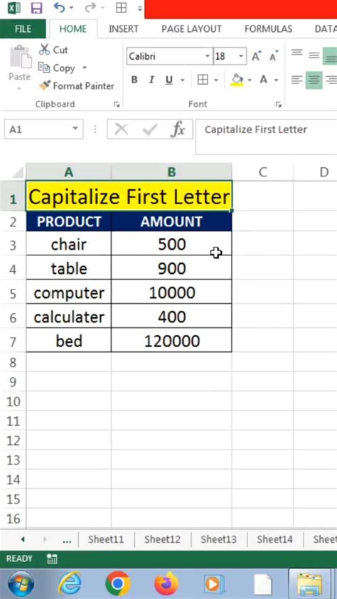 Use the PROPER function to capitalize names in Excel