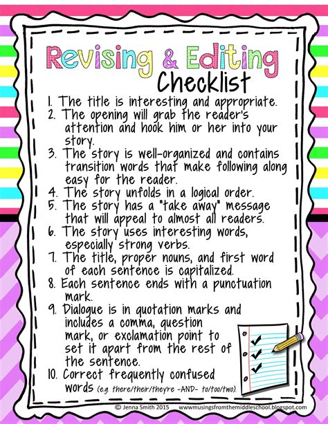 Use this FREE Revising and Editing Checklist to help students write their best possible ess