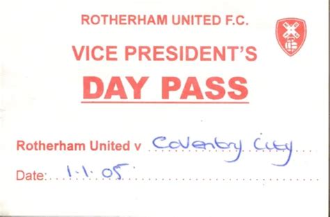 Used Ticket - Rotherham United v Coventry City 17.10.2001