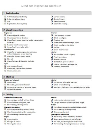 Used car inspection checklist.  Identify potential issues before buying a second-hand ...