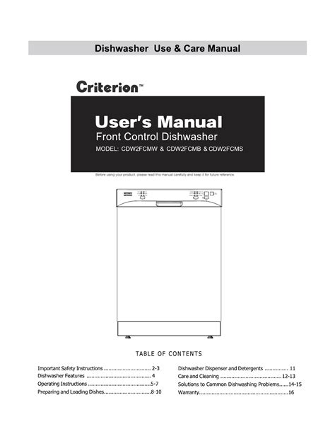 User Manual Criterion CRH250C1S 30" Stainless Steel Under C