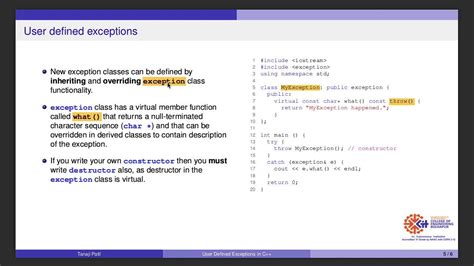 User defined exception classes in C++ YouTube