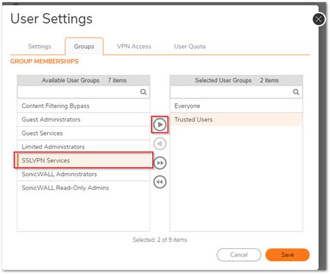 User does not belong to sslvpn service group.  Maximum number of concurrent SSL VPN users.  ...