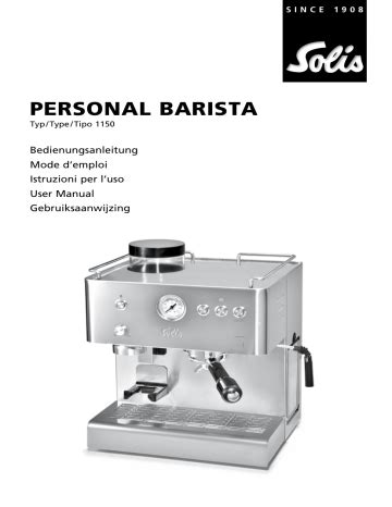 User manual Solis Personal Barista 1150 (English - 83 pages)