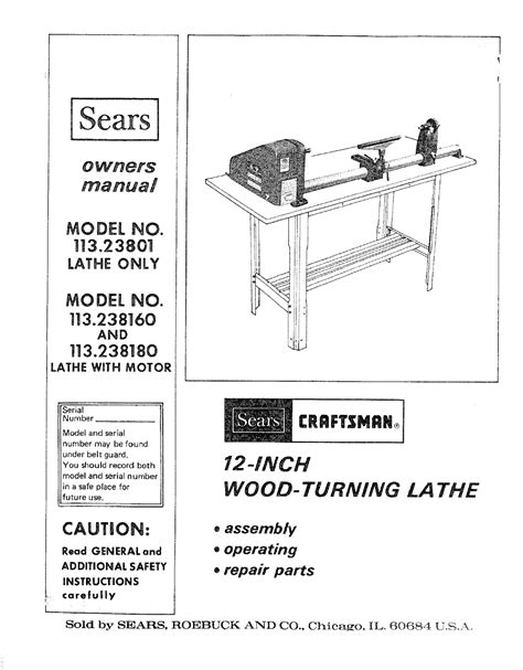 User manuals for craftsman wood lathe. - Manuale di servizio tgb blade 550.