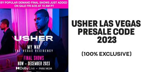 Get help with The USHER: Past Present Future presale codes for the August 2024 Citi® Cardmember Preferred Tickets presale offer are here Presale.Codes; Join Now Log In Todays Presales About Presales FAQ & Help Contact Support » April 2024 » May 2024 » June 2024 » July 2024 » August ....