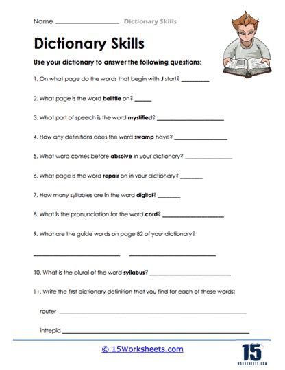 Using A Dictionary Worksheets