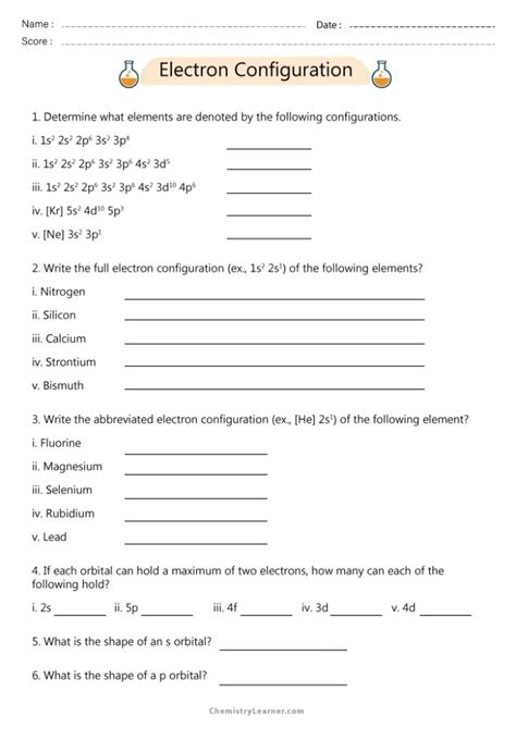 Using An Electron Configuration Worksheet To Understand Atomic
