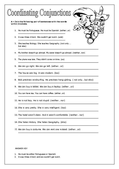 Using Commas With Coordinating Conjunctions 7Th Grade Worksheets