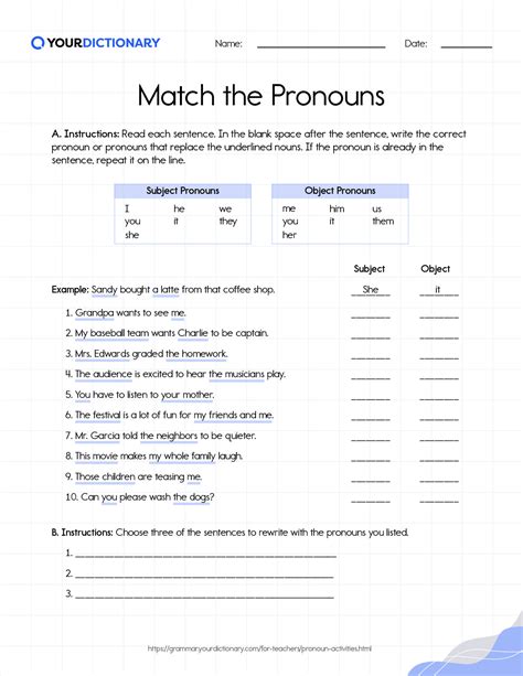 Using Common Pronouns Worksheets K5 Learning