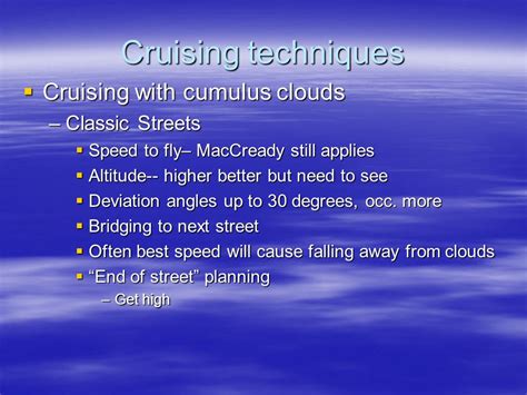 Using Cumulus Clouds for Efficient Soaring