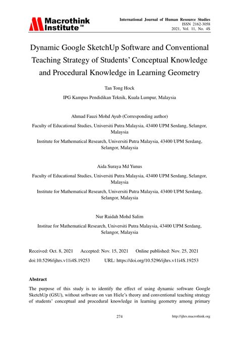 Using Google SketchUp Software For Teaching Geometry. 