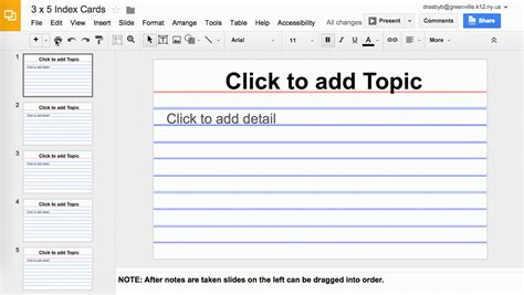 Using Google Slides To View Multiple Slides As One Sheet for Index Card