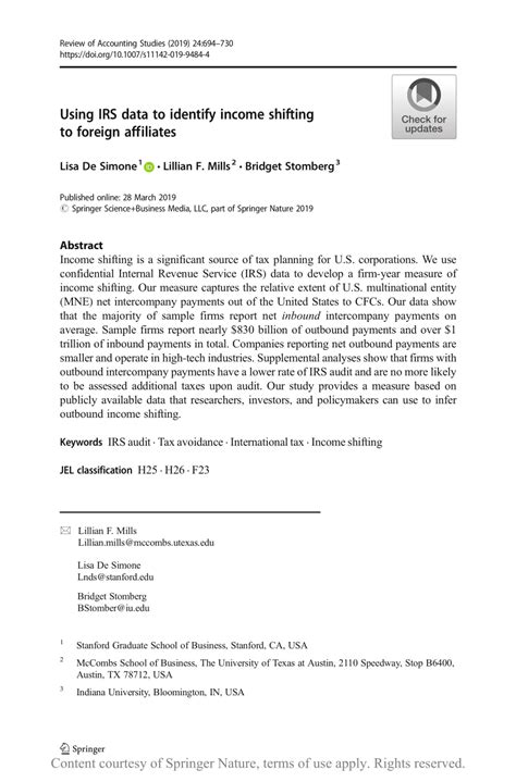 Using IRS data to identify shifting to foreign affiliates