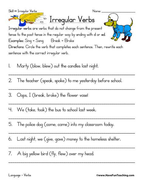 Using Irregular Verbs Worksheet Have Fun Teaching