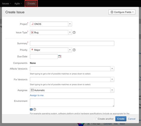 Using Jira to create an issue bugs, feature requests, documentation